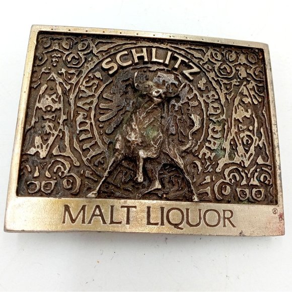 Schlitz Bull Belt Buckle Vintage Beer Alcohol Malt Liquor Cowboy Western Rockabi - Picture 4 of 10